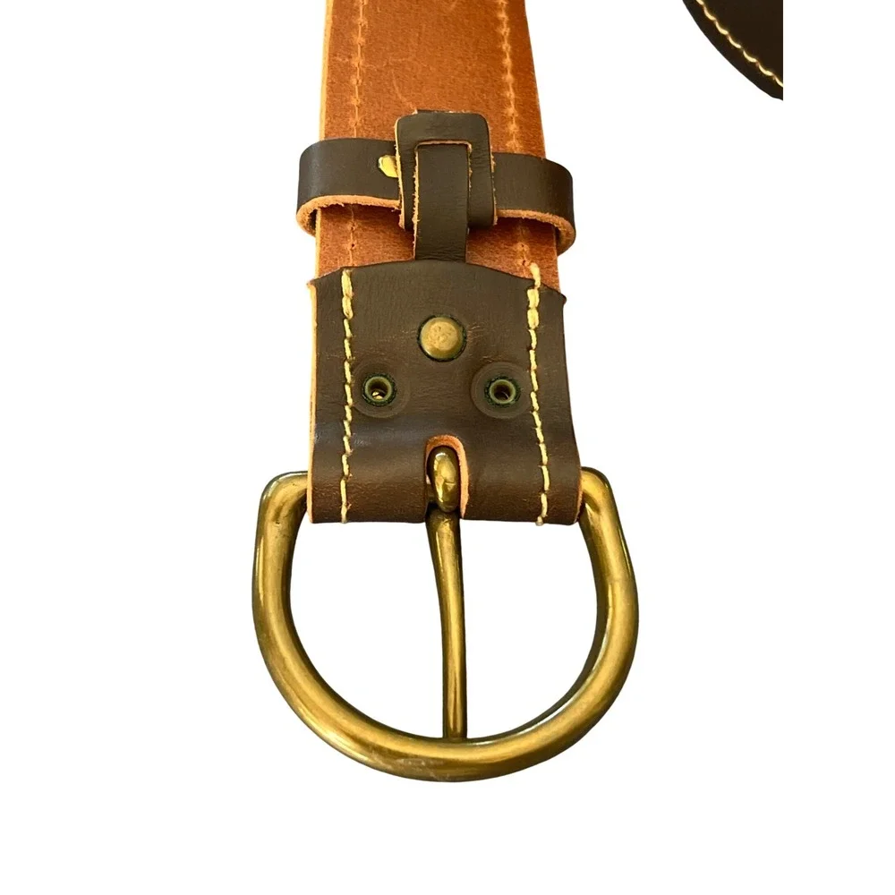 Banana Republic Womens Brown Italian Leather Belt Made in England Brass Buckle M